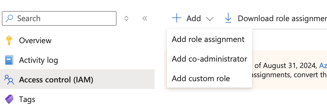 Add role assignment in IAM