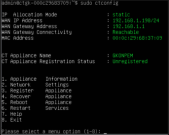 CLI Setup Main Menu After Adding Settings