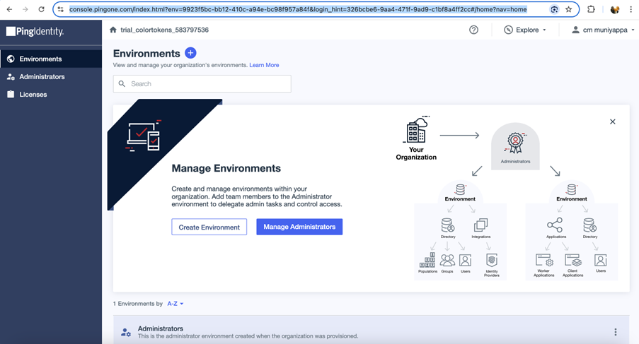 PingOne Dashboard