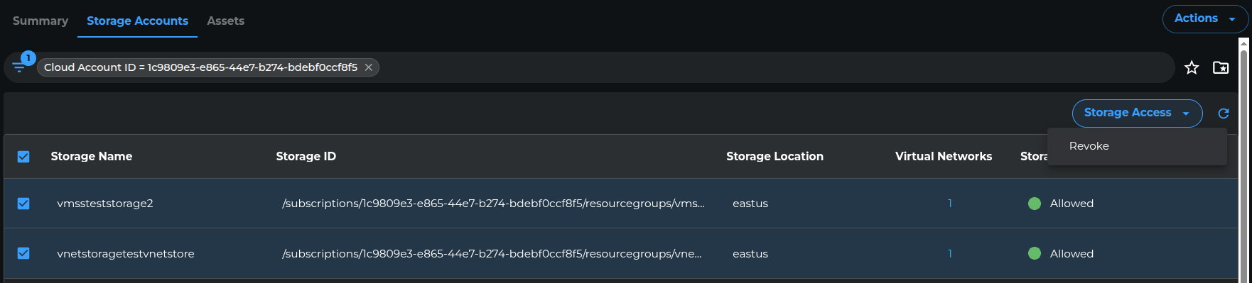 Revoke dropdown