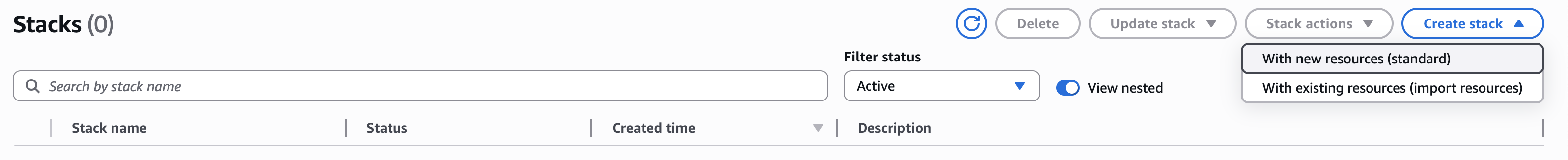 Manual onboarding - create stack option
