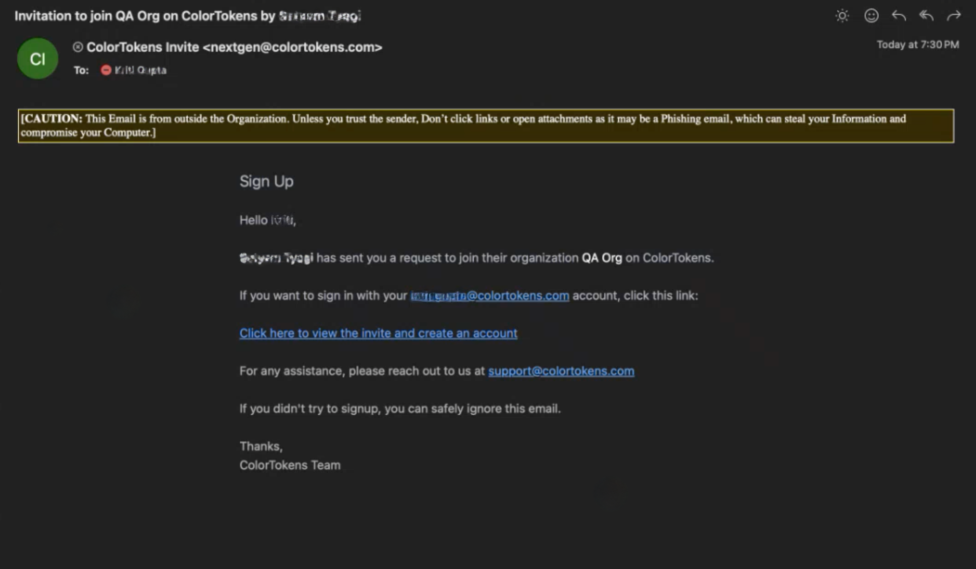 Invitation Email